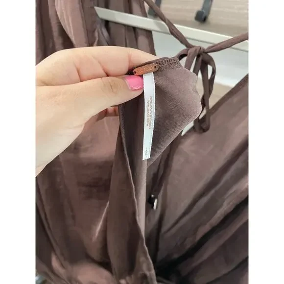 Free People Brown Open Back Rachel Silky Top - Picture 5 of 5